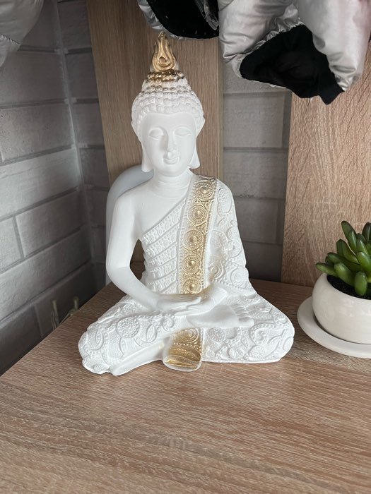 Фотография покупателя товара Фигура "Будда малый" 16х9х23см бело-золотая