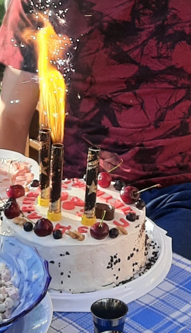 Фотография покупателя товара Свечи фонтаны для торта "Звёзды", 12,5 см, 30 сек, 3 шт - Фото 4