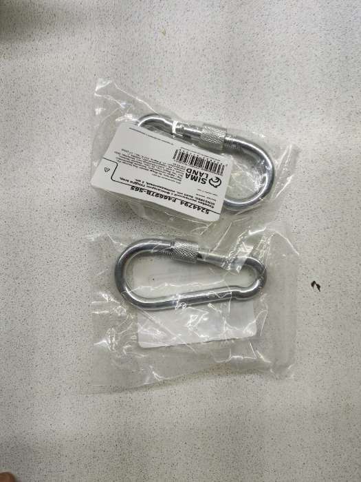 Фотография покупателя товара Карабин монтажный с фиксатором ТУНДРА krep, DIN5299D, 9×90 мм, оцинкованный, 1 шт. - Фото 1