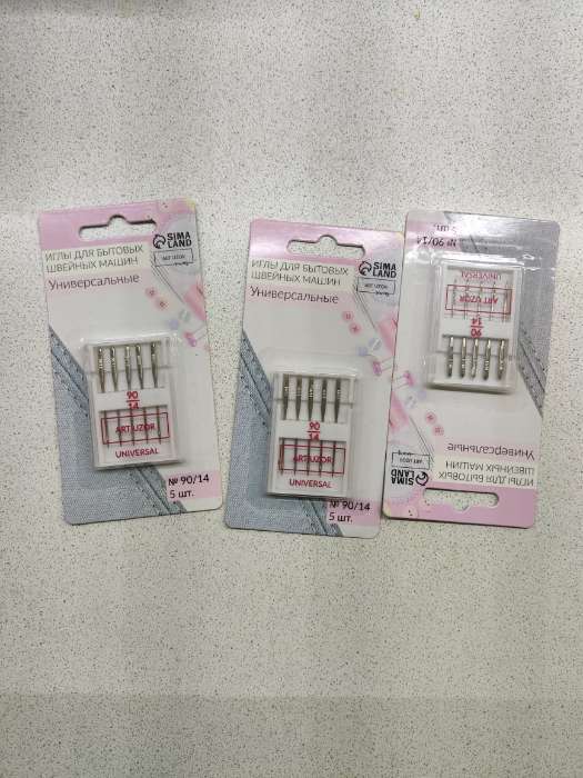 Фотография покупателя товара Иглы для бытовых швейных машин, универсальные, №90/14, 5 шт. - Фото 3