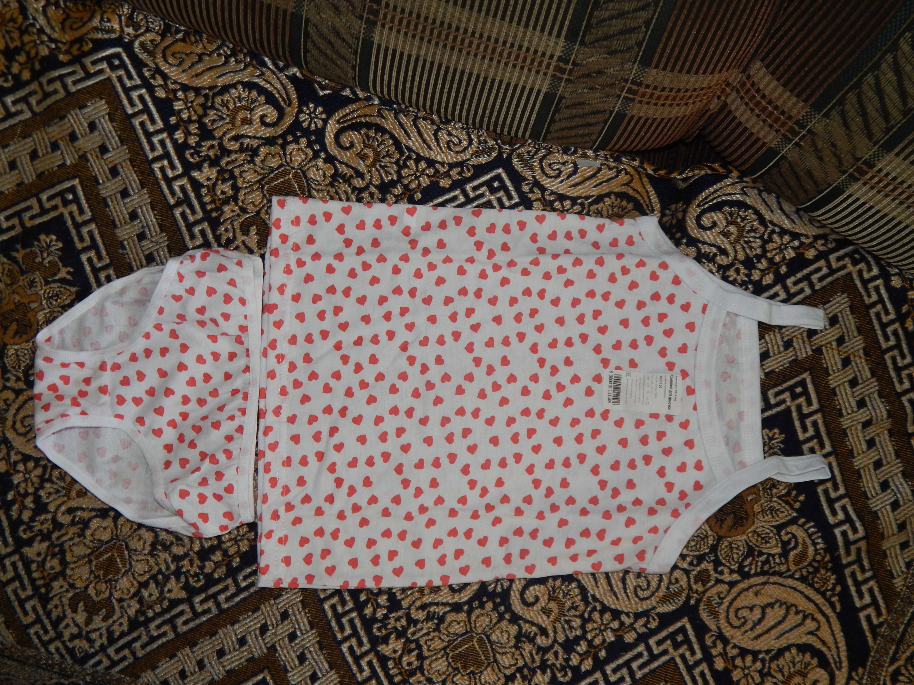 Фотография покупателя товара Комплект для девочки (майка, трусы), рост 110-116 см, принт МИКС - Фото 1
