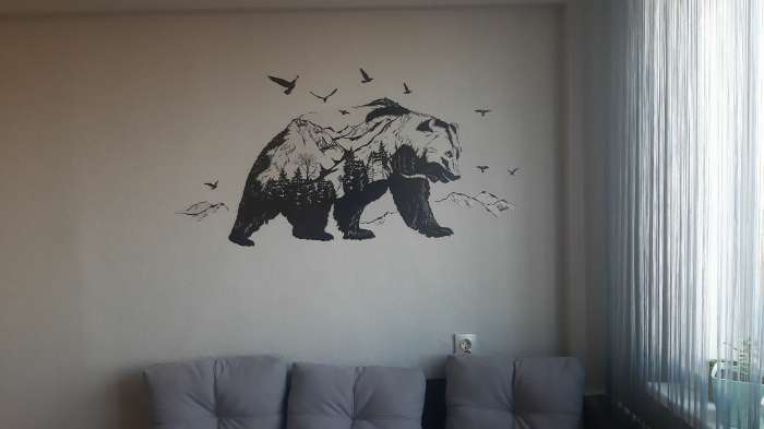 Фотография покупателя товара Наклейка интерьерная «Медведь - царь тайги», 60×90 см - Фото 3