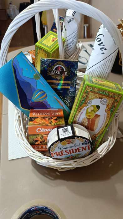 Фотография покупателя товара Корзина плетёная 25×25×5×13.5×30 см, ива, белая - Фото 5