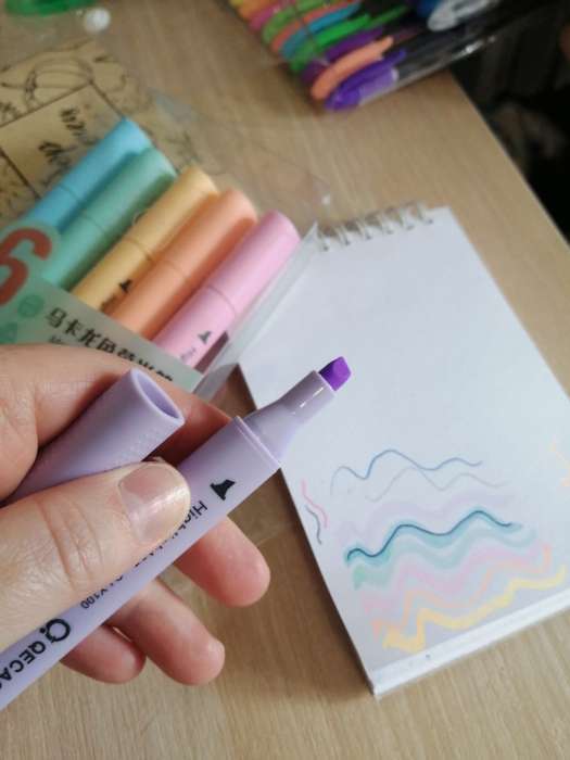 Фотография покупателя товара Набор маркеров текстовыделителей 6 штук, 6 цветов, пастель - Фото 3