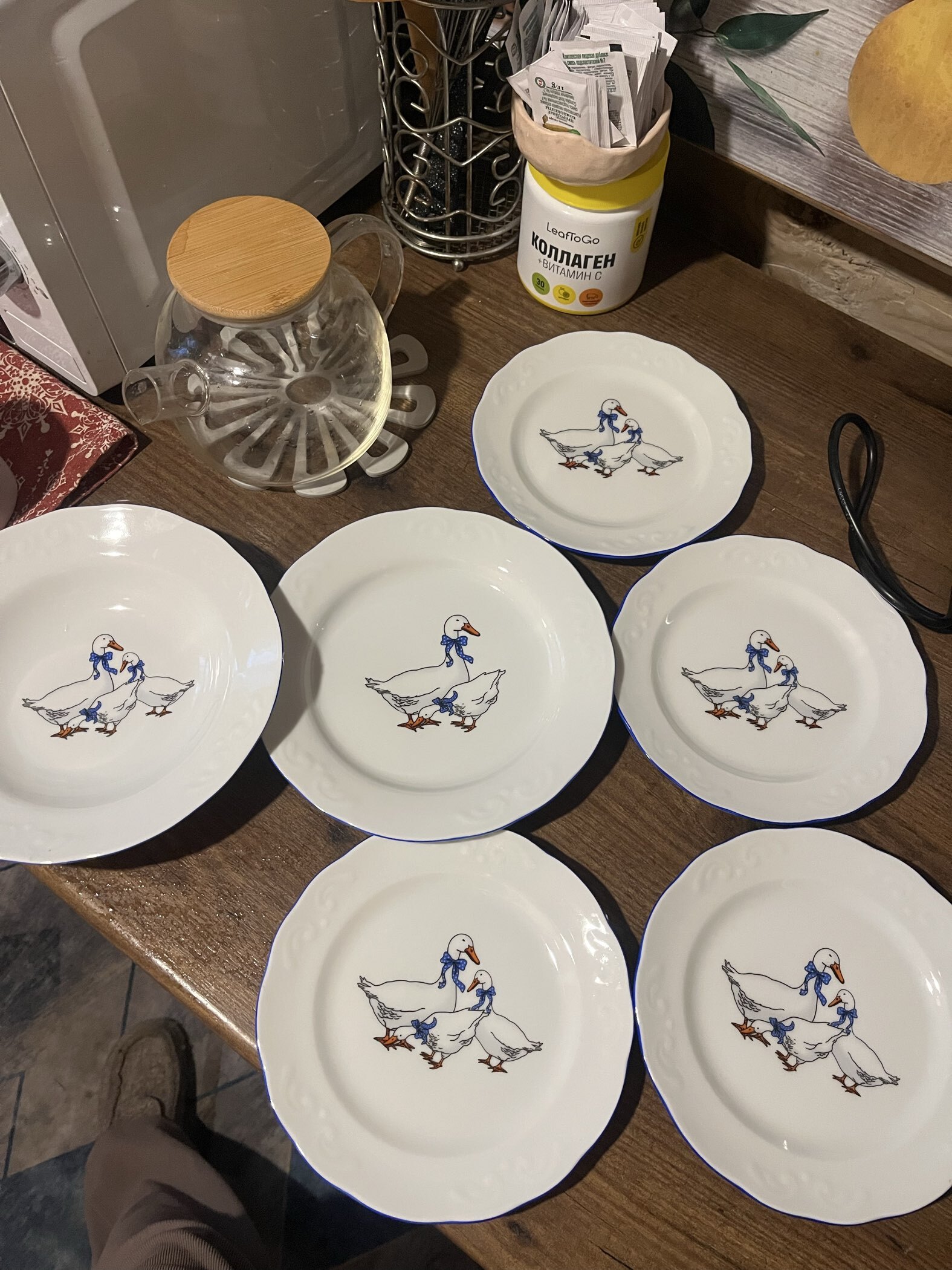 Фотография покупателя товара Тарелка Добрушский завод «Гуси», d=17.5 см, фарфор, белая, рисунок МИКС - Фото 1