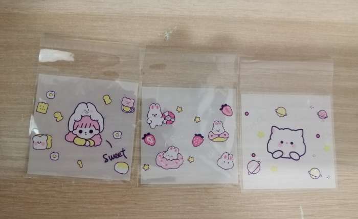 Фотография покупателя товара Пакет БОПП с липкой лентой, «Корейский стиль», 7×7+3 см МИКС - Фото 2