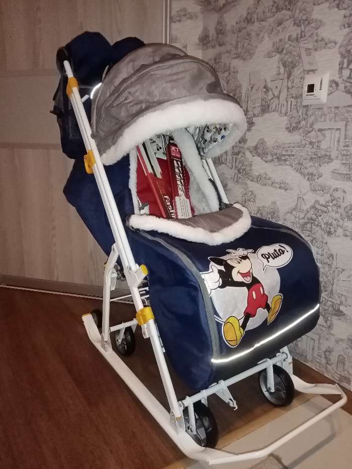 Фотография покупателя товара Санки коляска «Disney-baby 2. Микки Маус», цвет тёмно-синий - Фото 1