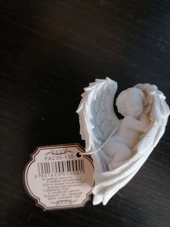 Фотография покупателя товара Сувенир полистоун "Белоснежный ангелочек спящий в крыльях" МИКС 4х6,5х2,5 см