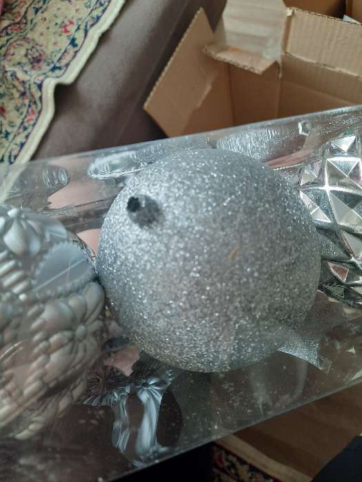 Фотография покупателя товара Набор шаров пластик d-8 см, 6 шт "Саманта" серебро