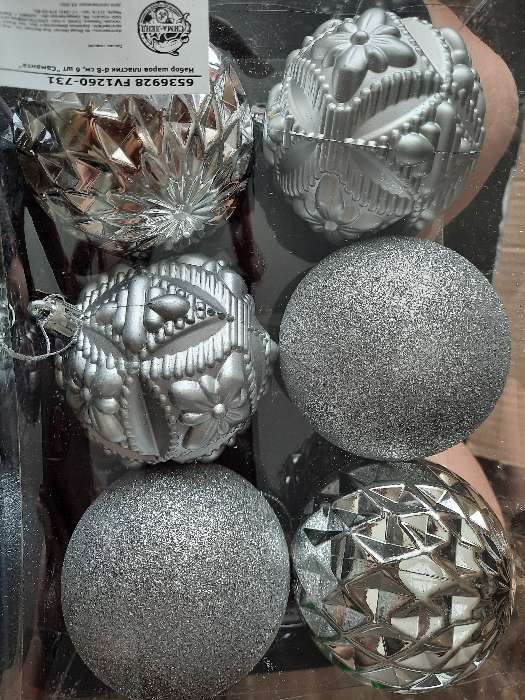 Фотография покупателя товара Набор шаров пластик d-8 см, 6 шт "Саманта" серебро - Фото 12