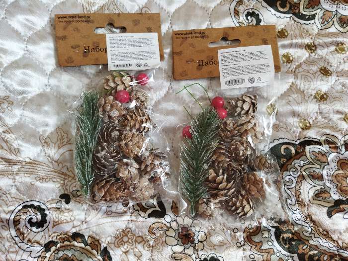 Фотография покупателя товара Набор новогоднего декора «Морозные шишки» - Фото 1