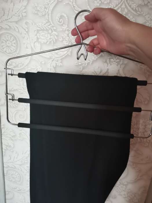 Фотография покупателя товара Плечики - вешалка для одежды LaDо́m Doux, 37×31 см, многоуровневая, антискользящее покрытие, чёрные - Фото 1