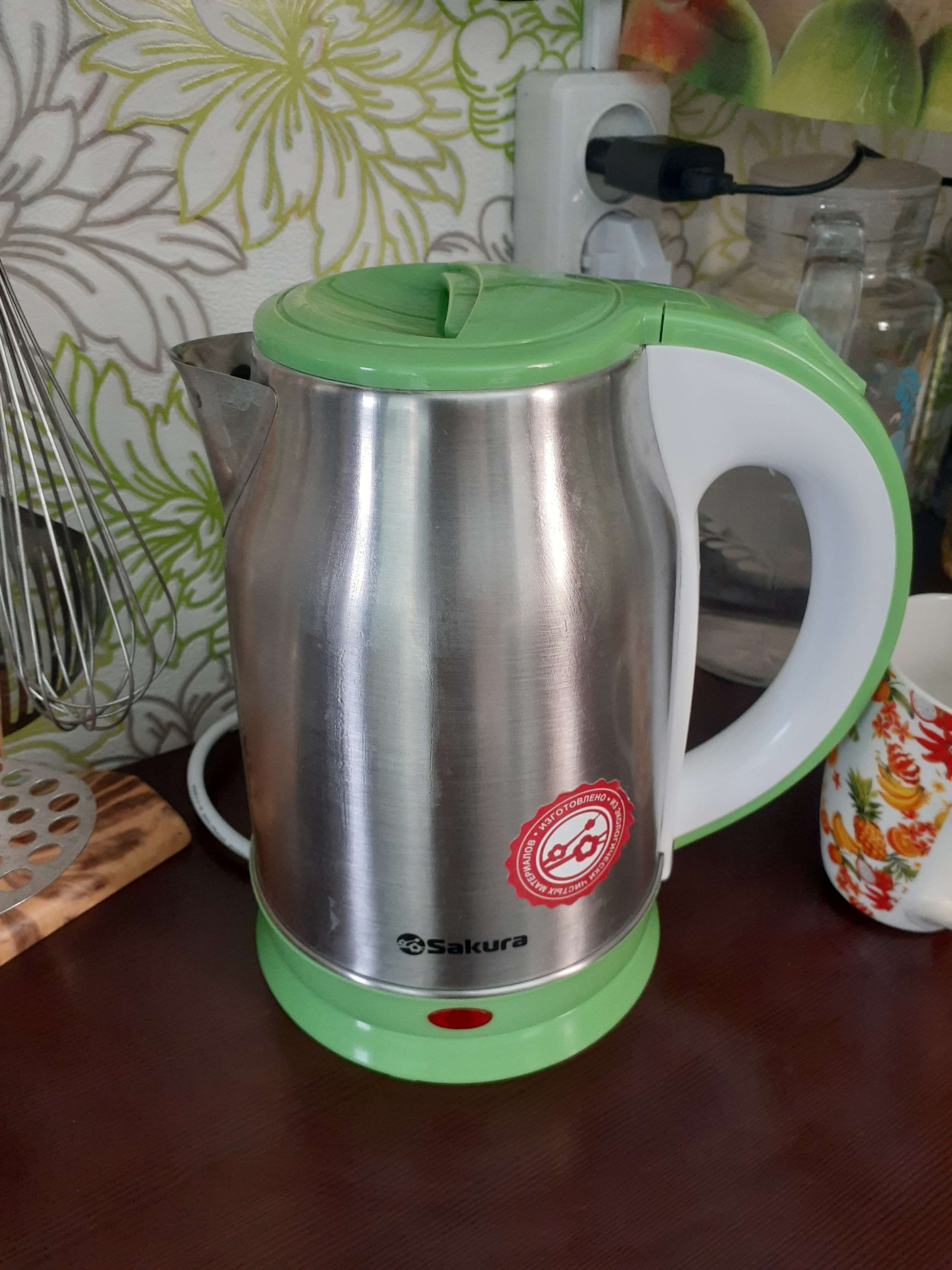 Фотография покупателя товара Чайник электрический Sakura SA-2147G, металл, 1.8 л, 1800 Вт, зеленый