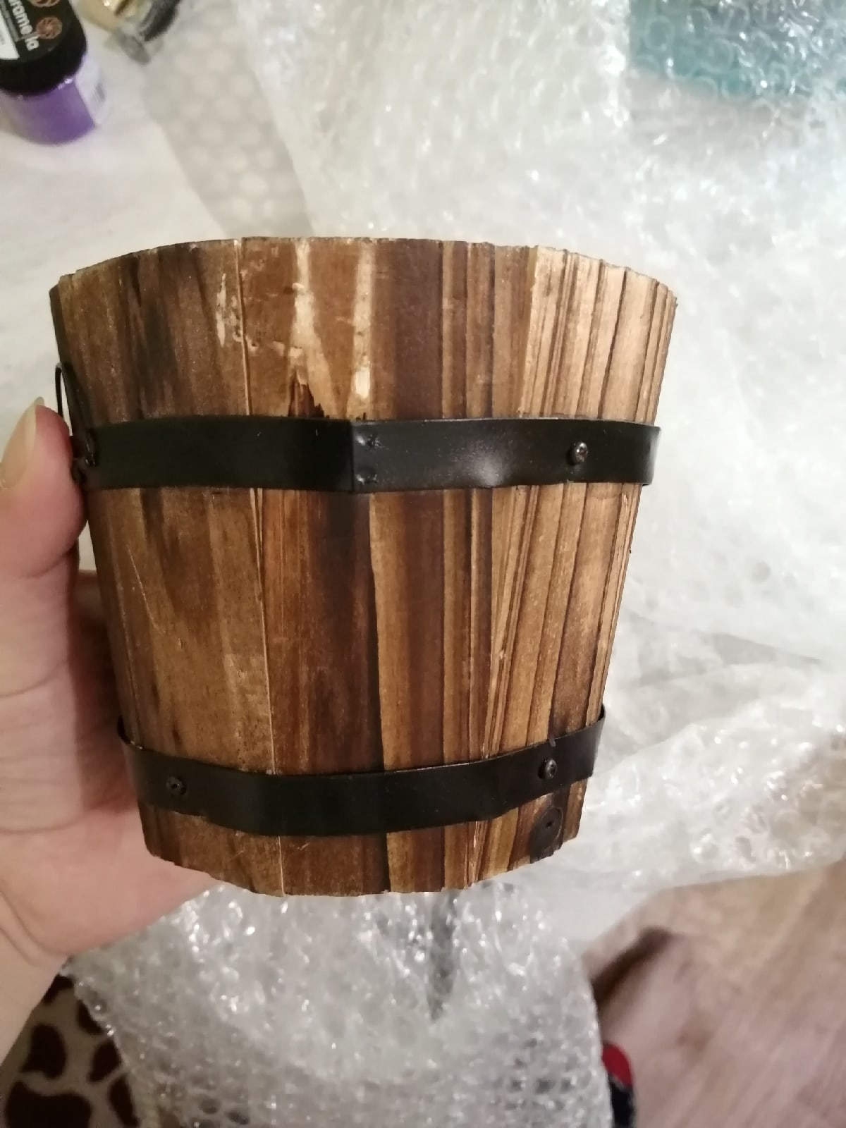 Фотография покупателя товара Кашпо деревянное "Кадка круглая" 10*10*10см