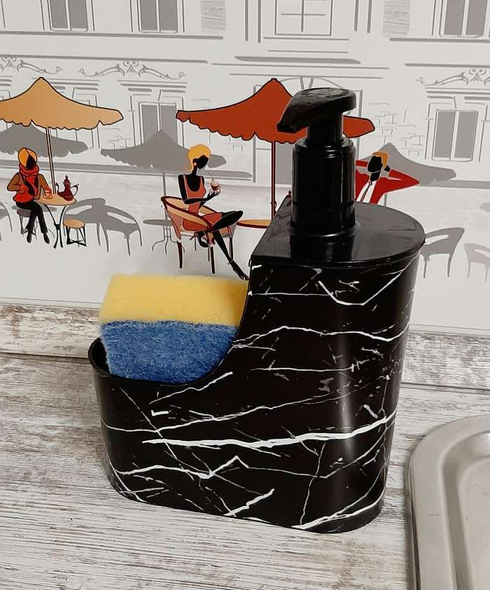 Фотография покупателя товара Дозатор для мыла с подставкой «Мрамор», 15×7,7×20,1 см