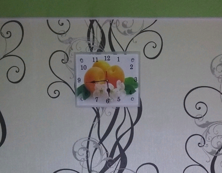 Фотография покупателя товара Часы-картина настенные, серия: Кухня, "Абрикосы с цветами", 20х25  см