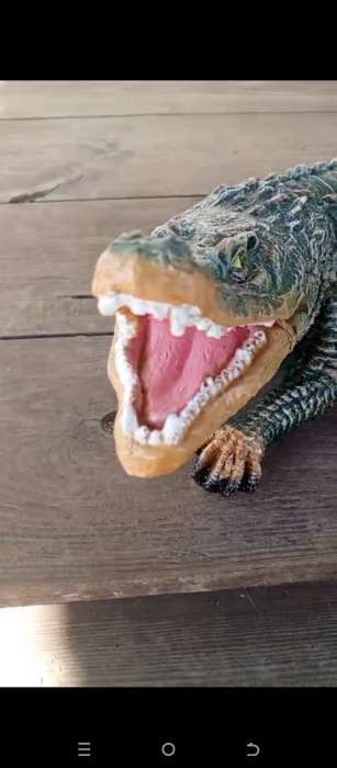 Фотография покупателя товара Садовая фигура из полистоуна «Крокодил», 20×50×28 см - Фото 1