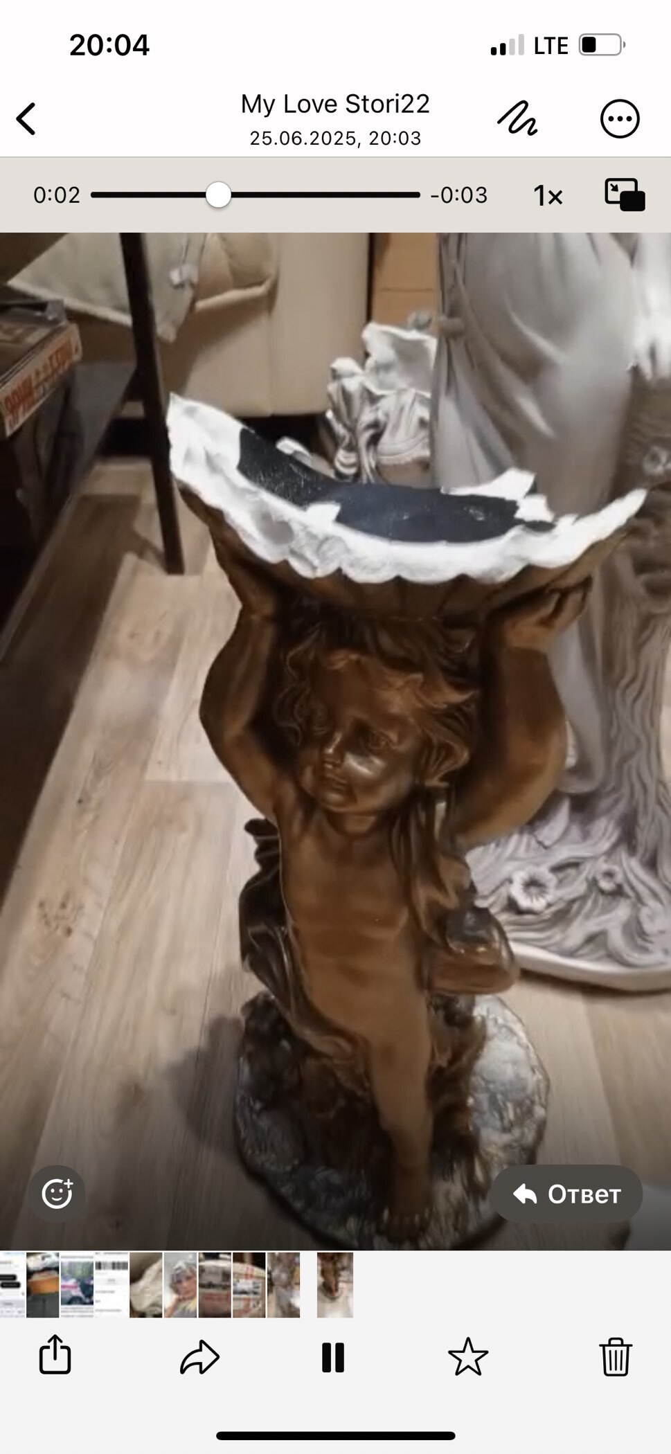 Фотография покупателя товара Фигурное кашпо гипс «Ангел с чашей», под бронзу с серебром, 0.6 л, 24×50×24 см - Фото 16