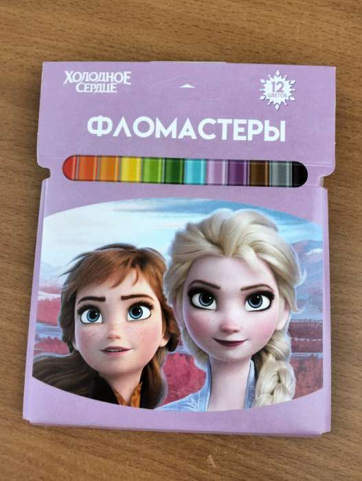 Фотография покупателя товара Фломастеры 12 цветов, вентилируемый колпачок «Холодное сердце» - Фото 1
