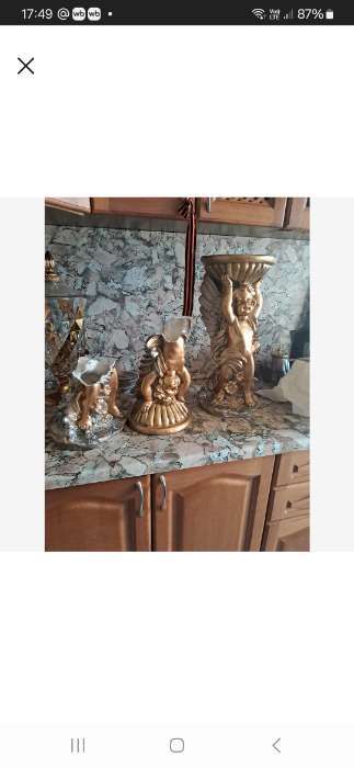 Фотография покупателя товара Фигурное кашпо гипс «Ангел с чашей», под бронзу с серебром, 0.6 л, 24×50×24 см - Фото 20