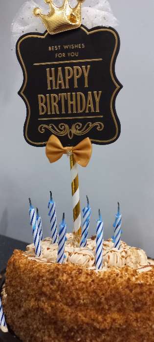 Фотография покупателя товара Топпер «С днём рождения», цвет чёрно-золотой - Фото 1