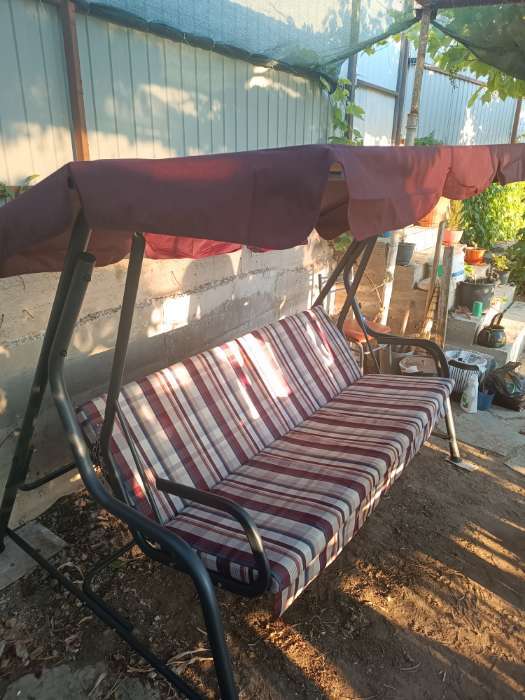 Фотография покупателя товара Качели садовые «Карибы», 209×142×155 см, максимальная нагрузка 300 кг, винные - Фото 1