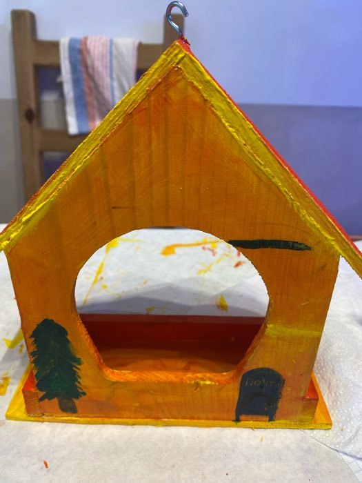 Фотография покупателя товара Кормушка для птиц «Домик с травкой», 21 × 8 × 19 см - Фото 1