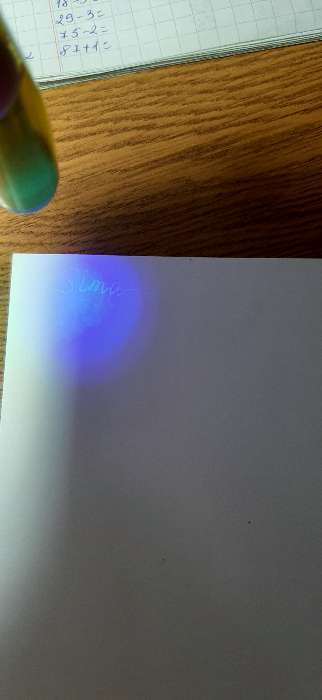 Фотография покупателя товара Ручка для рисования светом «Весёлая школа», с чернилами и фонариком, МИКС
