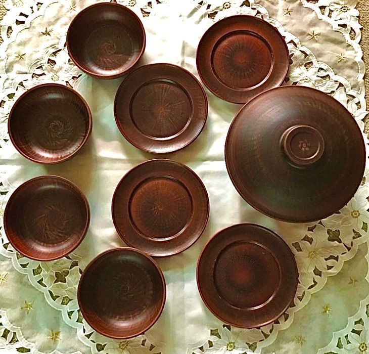 Фотография покупателя товара Набор посуды из красной глины "Эко", 9 предметов: сковорода 3,5 л, глубокие тарелки 0.8 л, плоские тарелки 20 см - Фото 9
