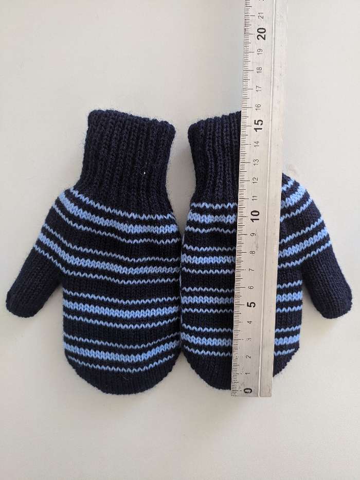 Фотография покупателя товара Варежки для мальчика двойные, синий/голубой, размер 14 - Фото 2