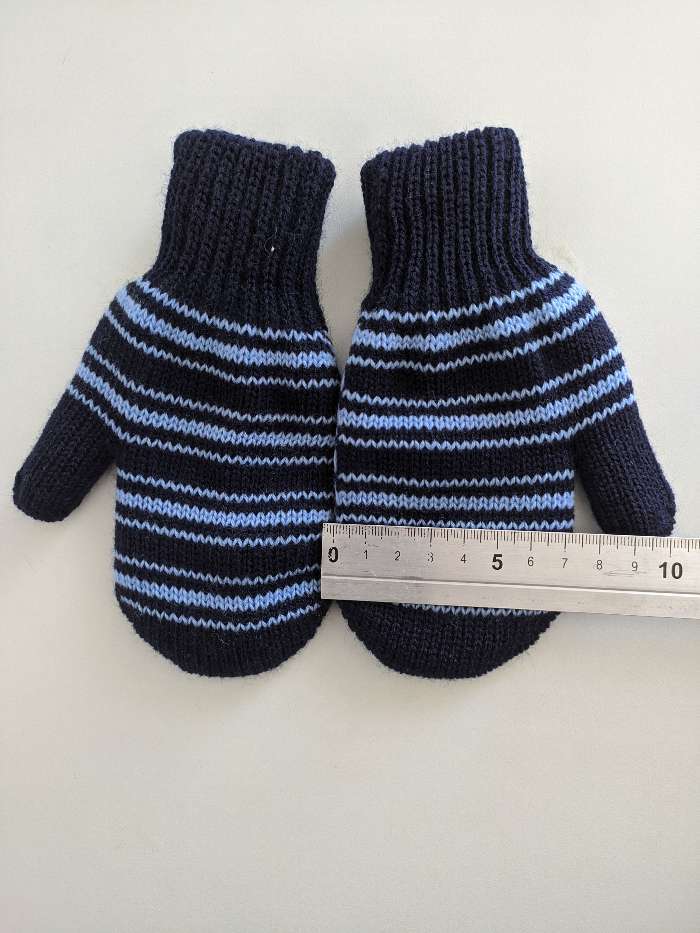 Фотография покупателя товара Варежки для мальчика двойные, синий/голубой, размер 14