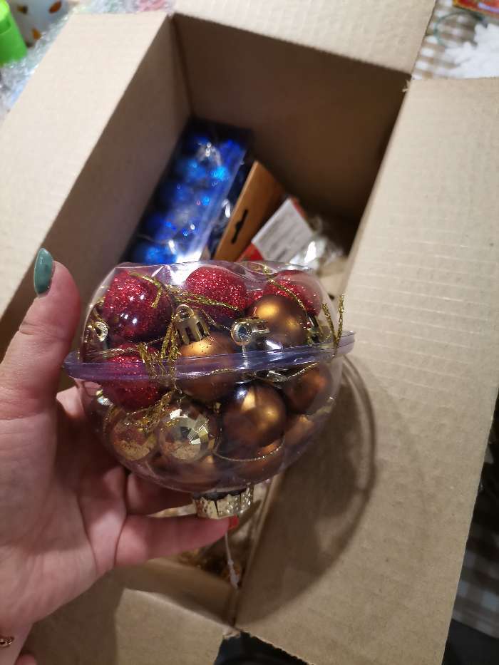 Фотография покупателя товара Набор шаров пластик d-2,5 см, 40 шт "Малышки в шарике" красный золото