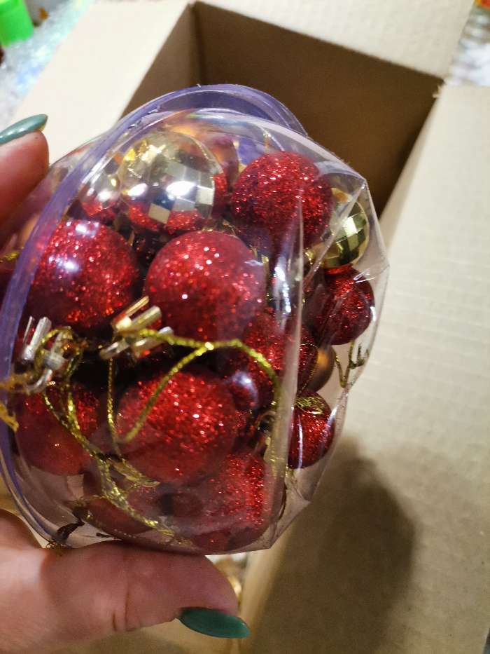 Фотография покупателя товара Набор шаров пластик d-2,5 см, 40 шт "Малышки в шарике" красный золото - Фото 2