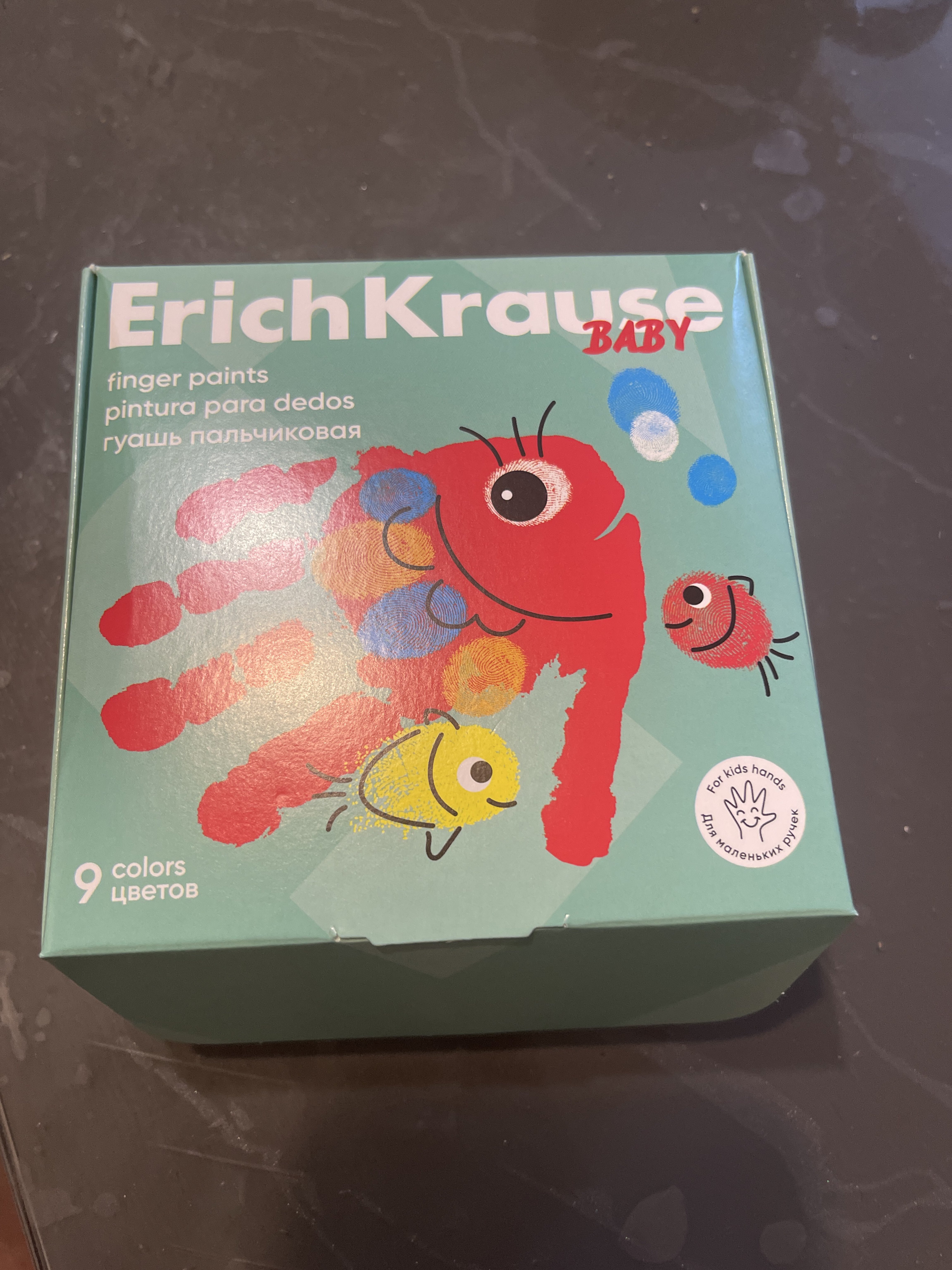 Фотография покупателя товара Гуашь пальчиковая, 9 цветов × 20 мл, ErichKrause Baby, с Алоэ Вера - Фото 1