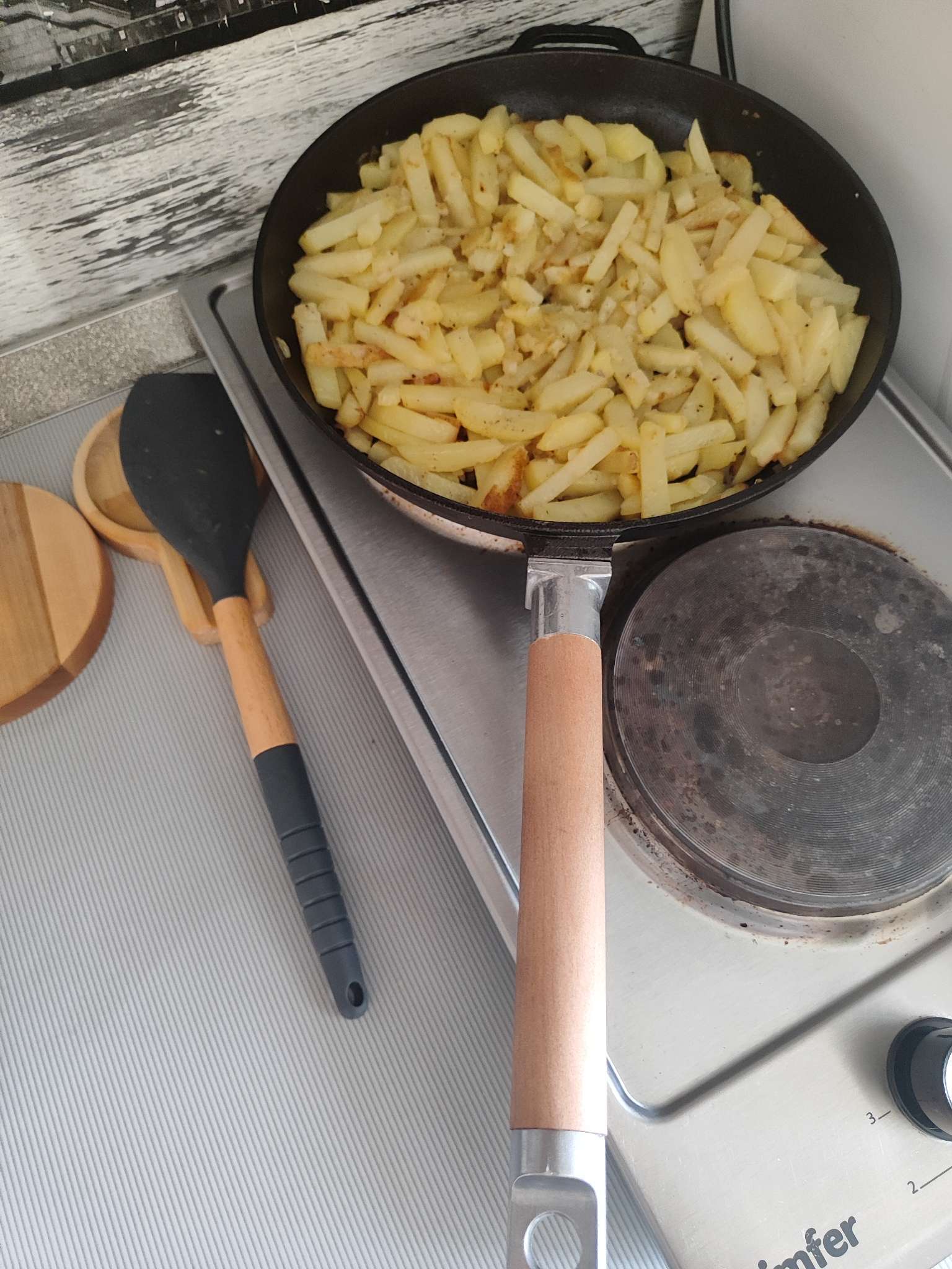Фотография покупателя товара Сковорода Wild Kitchen, d=26 см, лопатка и губка в комплекте, чугун