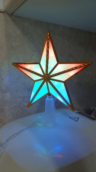 Фотография покупателя товара Светодиодная верхушка на ёлку «Звезда золотистая» 15 см, 10 LED, провод 2 метра, 220 В, свечение мульти - Фото 9