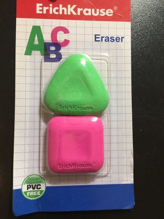 Фотография покупателя товара Набор ластиков 2 штуки Erich Krause, ABC, средней жесткости, гипоаллергенные, в блистере