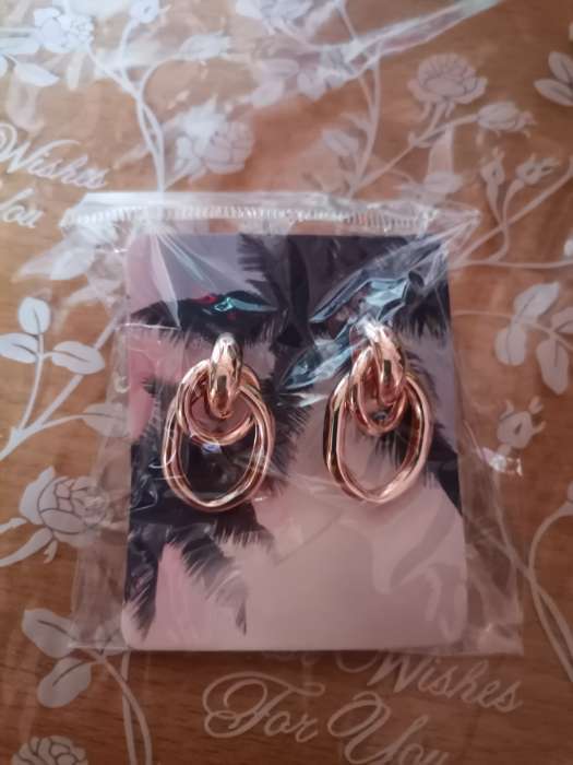 Фотография покупателя товара Серьги металл «Геометрия» овалы на кольце, цвет серебро - Фото 1