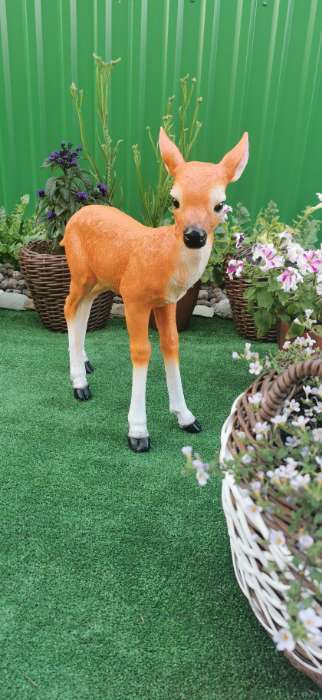 Фотография покупателя товара Садовая фигура из полистоуна «Оленёнок», 46×41×10 см - Фото 1