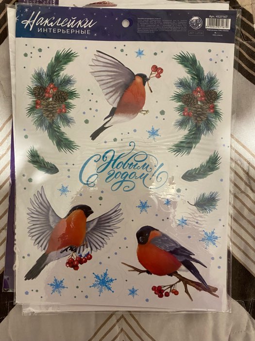 Фотография покупателя товара Интерьерные наклейки «Снегири», 21 х 29.7 см, Новый год