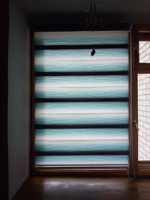 Фотография покупателя товара Штора рулонная «День-ночь. Волна», 60×180 см (с учётом креплений 3,5 см), цвет бирюзовый - Фото 1