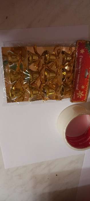 Фотография покупателя товара Украшение ёлочное "Колокольчики с бантиком и снежинками" (набор 12 шт) 2 см, золото