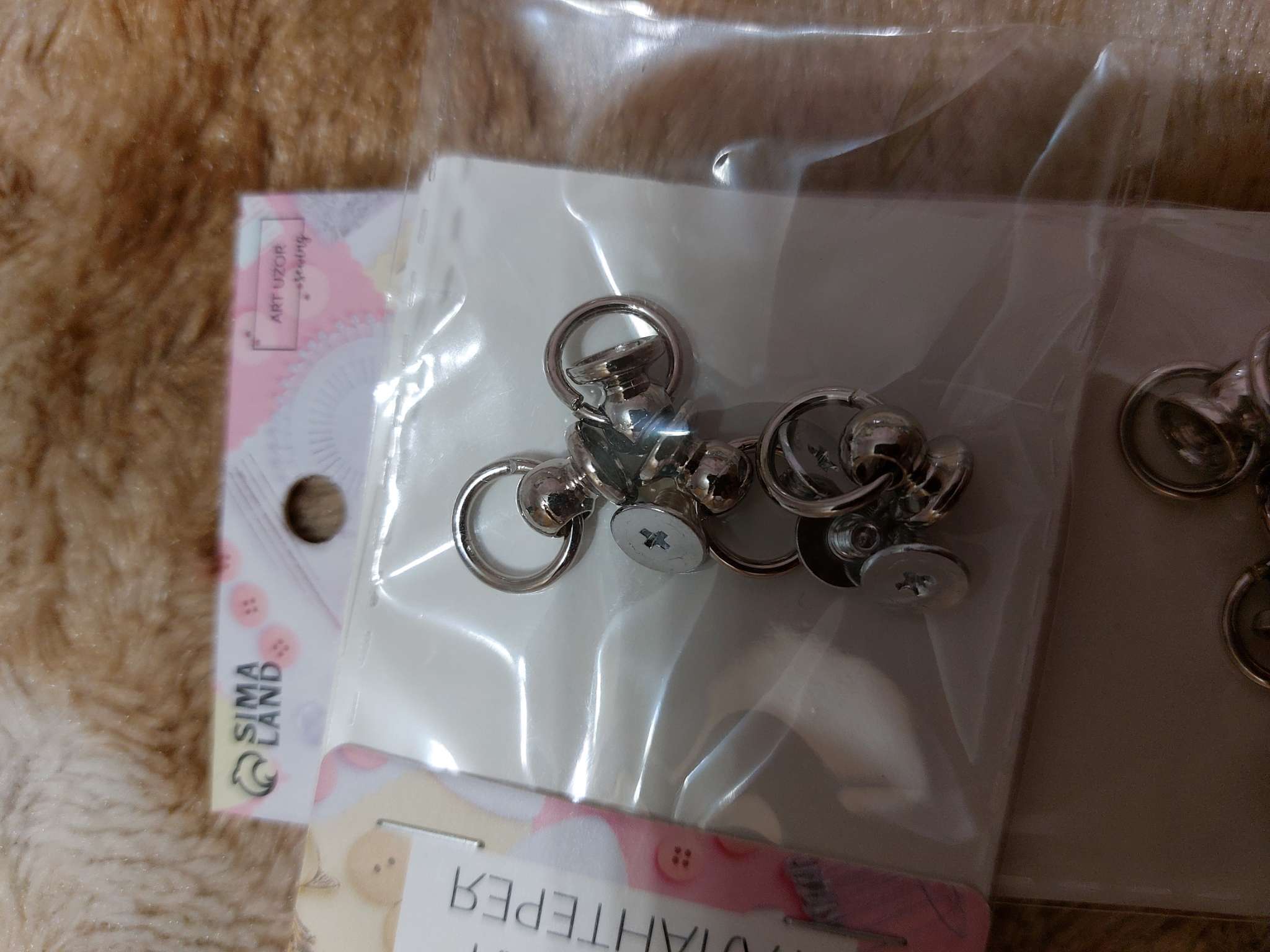 Фотография покупателя товара Кобурный винт d=6 мм, с кольцом d=8 мм, 4 шт., цвет серебряный - Фото 2