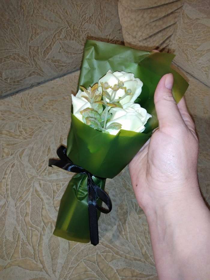 Фотография покупателя товара Букет мыльных роз, белые - Фото 4