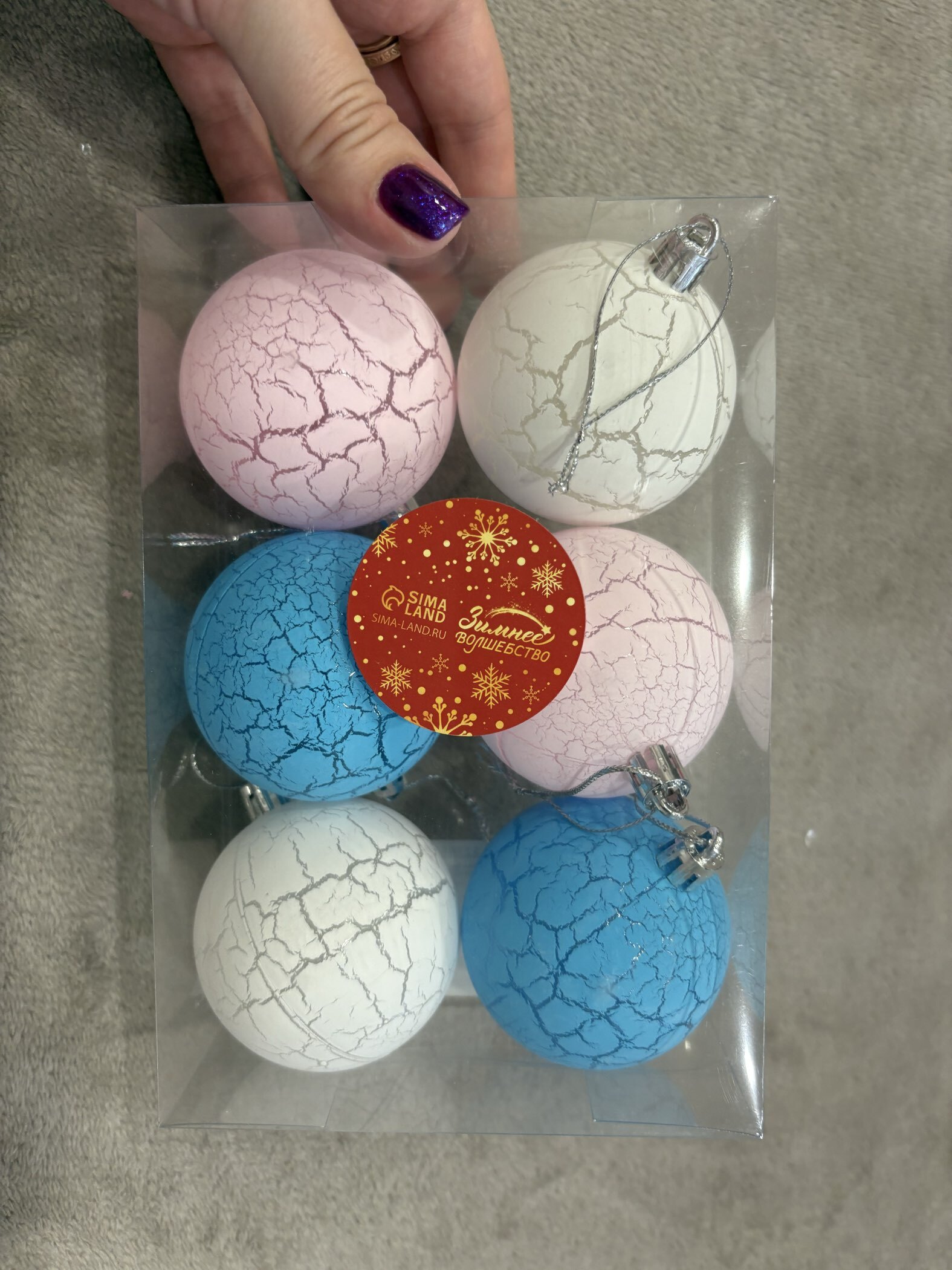 Фотография покупателя товара Ёлочные игрушки «Кракле», шары новогодние, d=6 см, набор 6 шт., МИКС - Фото 2