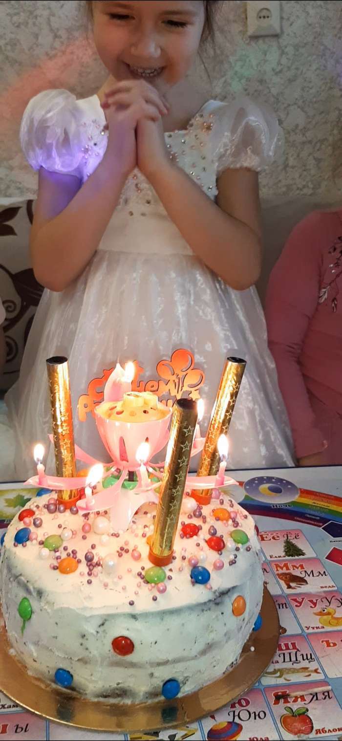 Фотография покупателя товара Свеча для торта музыкальная "Тюльпан", розовая, 12×5 см - Фото 17