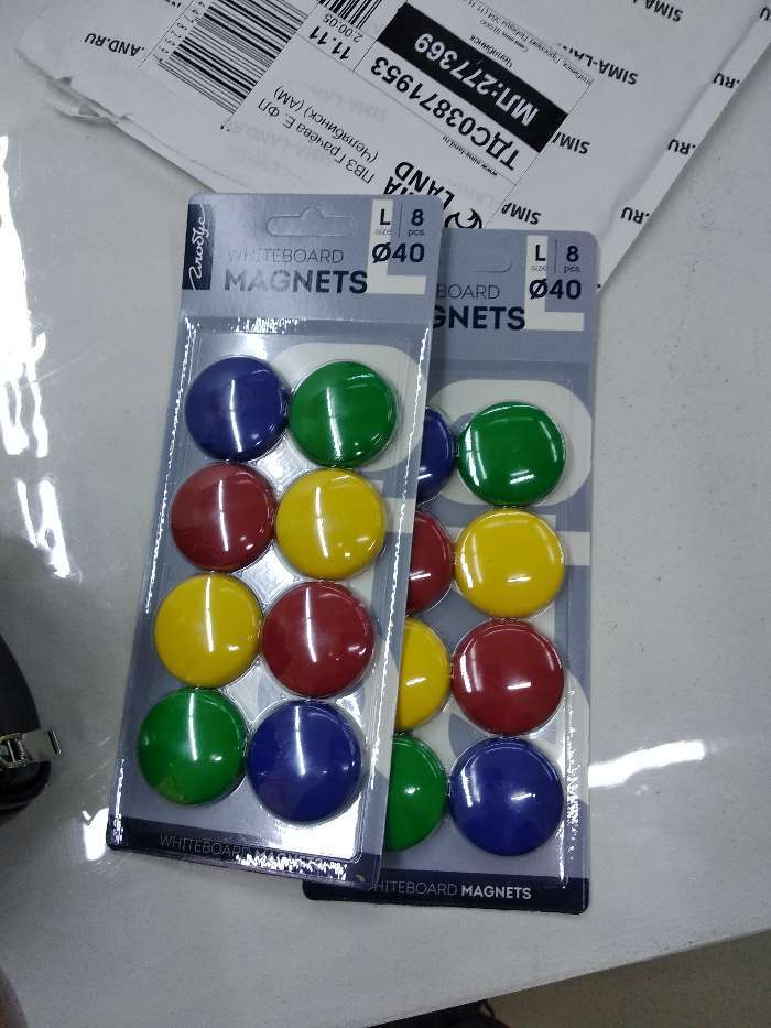 Фотография покупателя товара Магниты для досок 40 мм, 8 штук, GLOBUS цветные, в картонном блистере