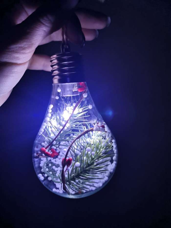 Фотография покупателя товара Ёлочный шар «Ветка ели», батарейки, 5 LED, свечение белое - Фото 7