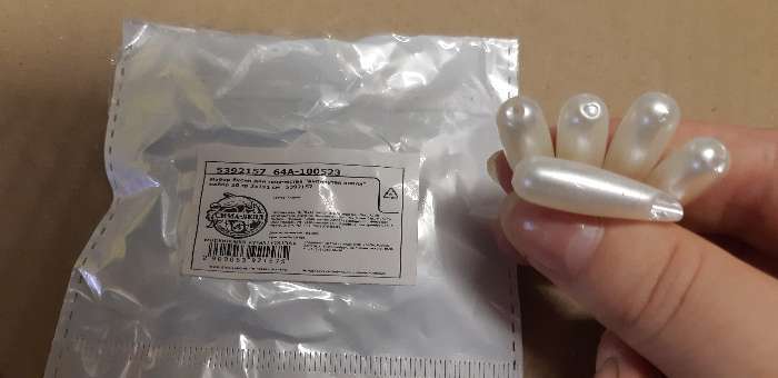 Фотография покупателя товара Бусины для творчества пластик "Жемчуг вытянутая капля" набор 20 гр 3х1х1 см