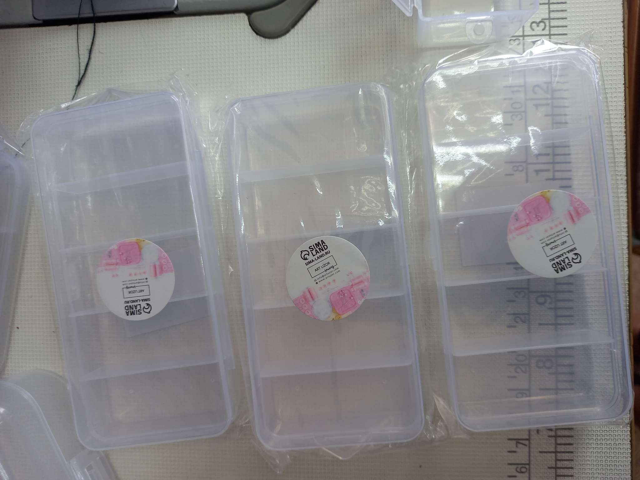 Фотография покупателя товара Органайзер для хранения мелочей, 3 ячейки, 11×7×2.5 см, прозрачный - Фото 1